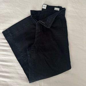 High Rise wide leg crop black pant